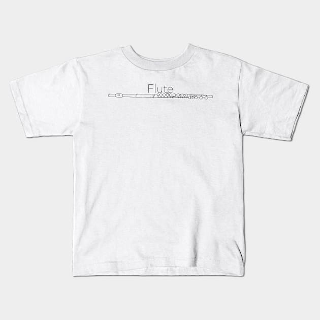 Hand Drawn Black Flute Kids T-Shirt by ViktoriousFlutes